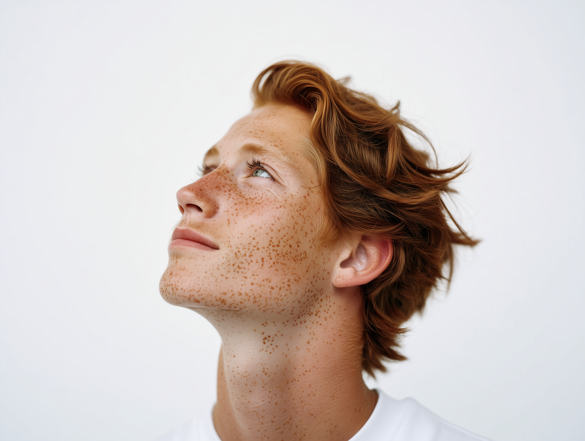 Person looking upward beside a revenue card